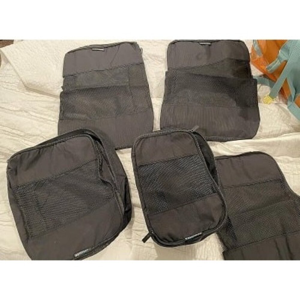 New Luggage Packing Organization Cubes 5 Pack, Black, 2 Small, 2 Medium, 1 Large
